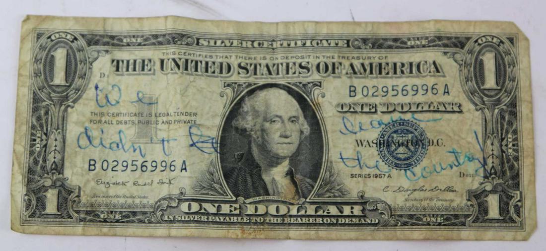 1957- A SILVER CERTIFICATE $ONE DOLLAR BILL: 1957- A SILVER CERTIFICATE $ONE DOLLAR BILL Condition Report GOOD