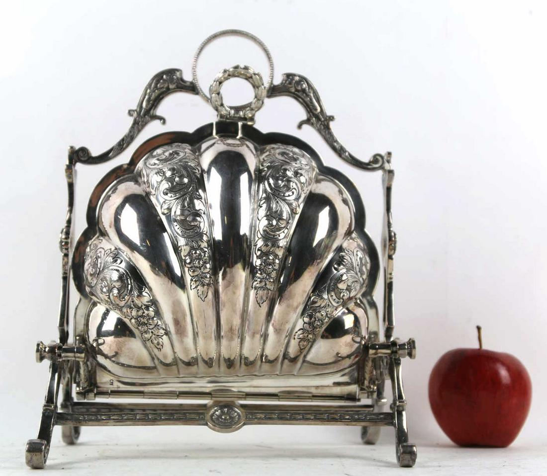 ENGLISH SILVER PLATE ANTIQUE CHASED BISCUIT WARMER: ENGLISH SILVER PLATE ANTIQUE CHASED BISCUIT WARMER
