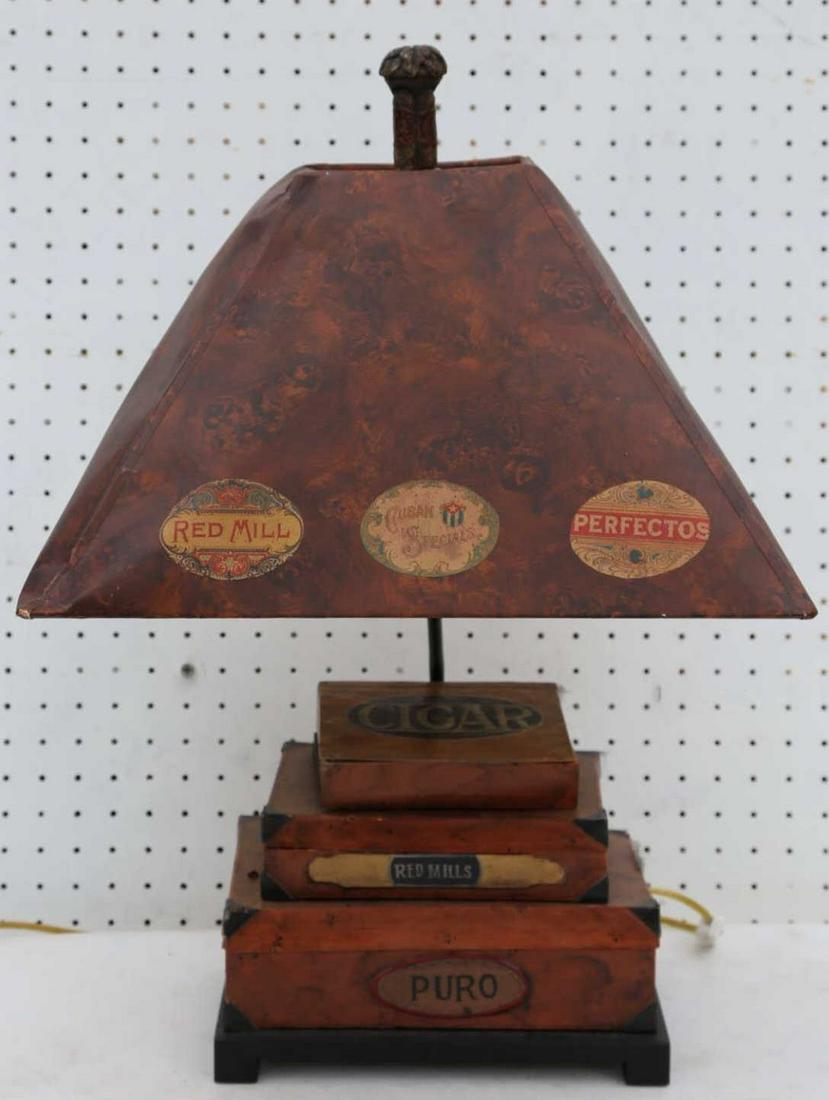 FREDERICK COOPER 23" CUSTOM SHADED CIGAR LAMP: FREDERICK COOPER CUSTOM SHADED CIGAR LAMP