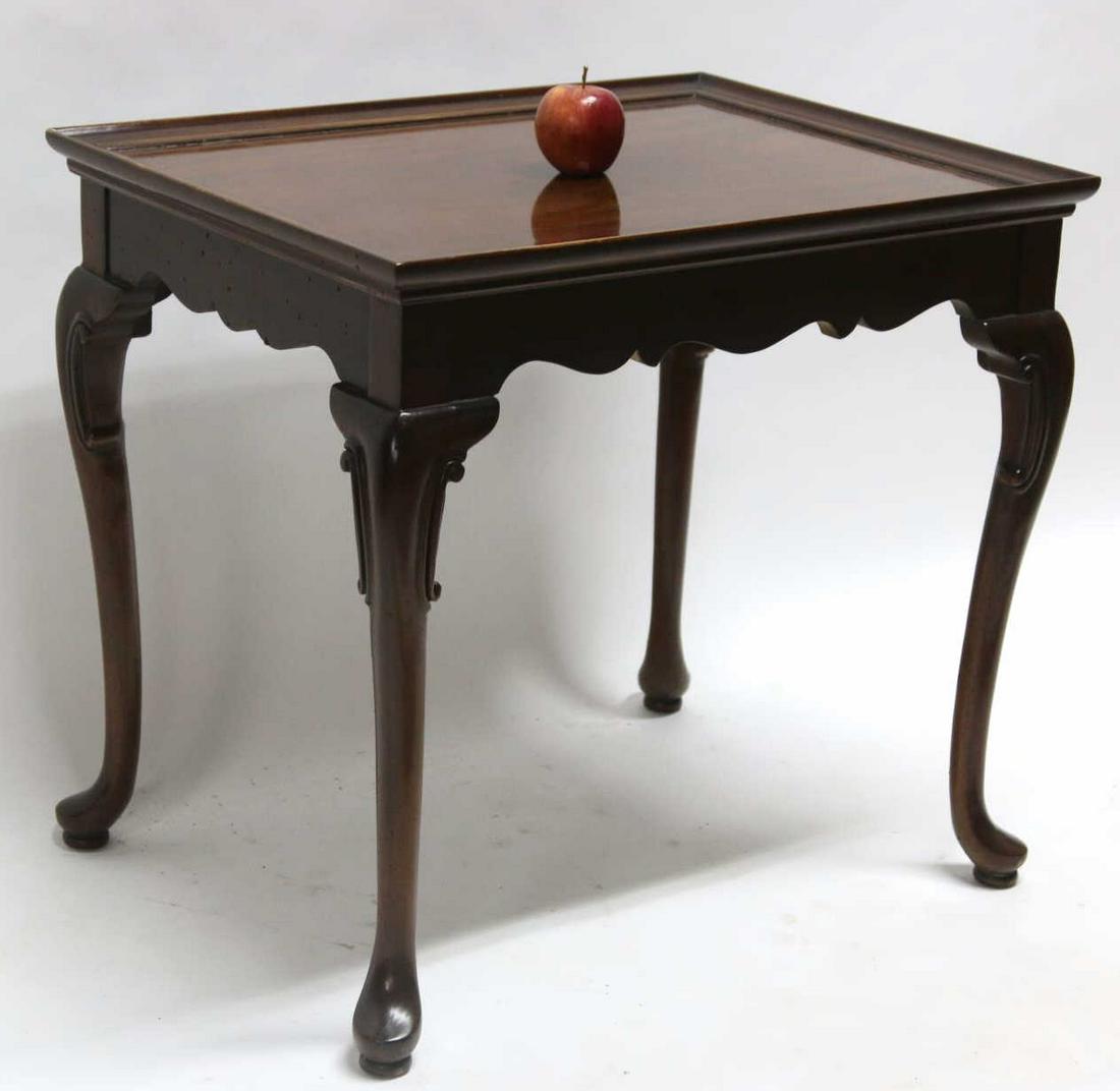 HENREDON QUEEN ANNE MAHOGANY TEA TABLE: HENREDON QUEEN ANNE MAHOGANY TEA TABLE Height 22 Width 28 Depth 18
