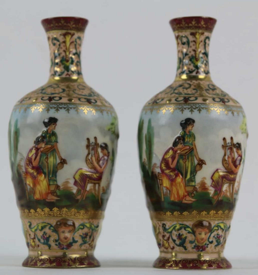 CAPODIMONTE FINE ANTIQUE PORCELAIN VASE PAIRING: CAPODIMONTE FINE ANTIQUE PORCELAIN VASE PAIRING Height 6 Width 2.75
