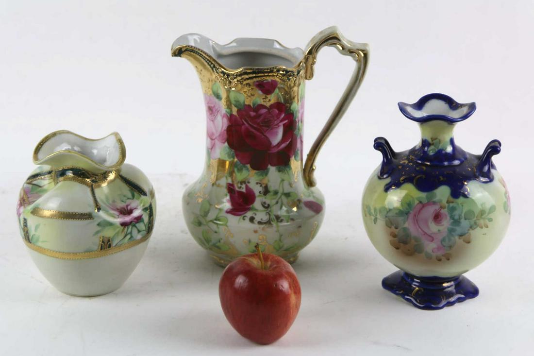 JAPANESE HAND PAINTED NIPPON GROUPING: JAPANESE HAND PAINTED NIPPON GROUPING Height 9 Width 7 in