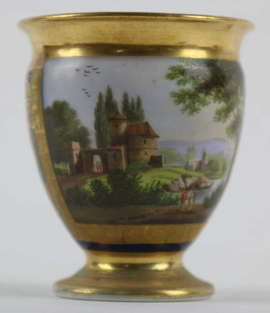 FRENCH ANTIQUE PARCEL GILT HAND PAINTED CUP(AS-IS): FRENCH ANTIQUE PARCEL GILT HAND PAINTED CUP(AS-IS) Height 3.5 Width 3