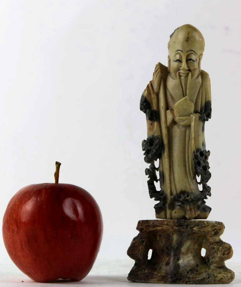 CHINESE ANTIQUE CARVED SOAP STONE IMMORTAL: CHINESE ANTIQUE CARVED SOAP STONE IMMORTAL Height 7 Width 3 in