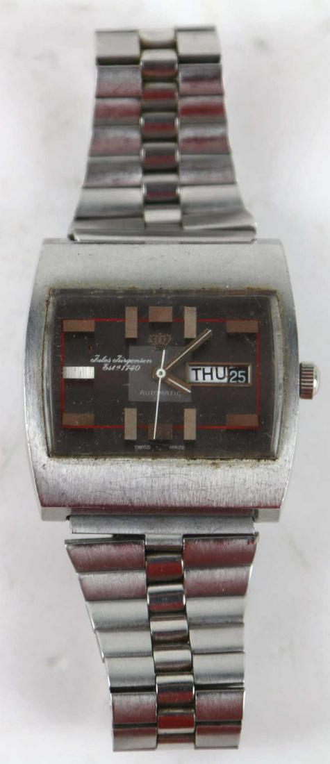 JULES JURGENSEN MID CENTURY STAINLESS MENS WATCH: JULES JURGENSEN MID CENTURY STAINLESS MENS WATCH