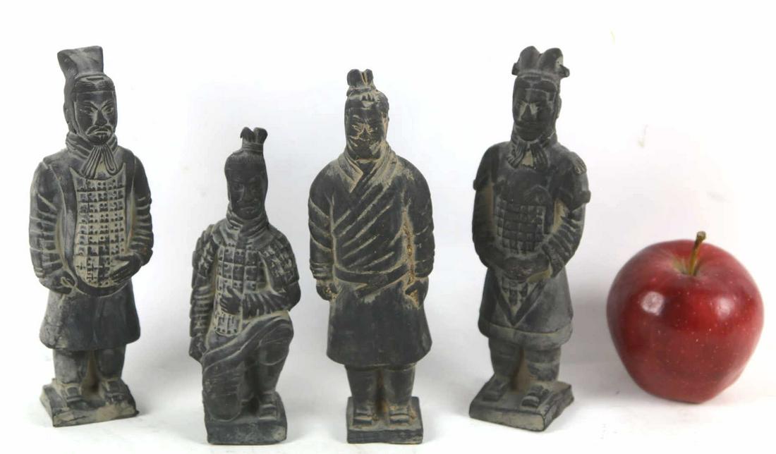 CHINESE ANTIQUE TERRACOTTA FIGURAL GROUPING: CHINESE ANTIQUE TERRACOTTA FIGURAL GROUPING Height 8 in