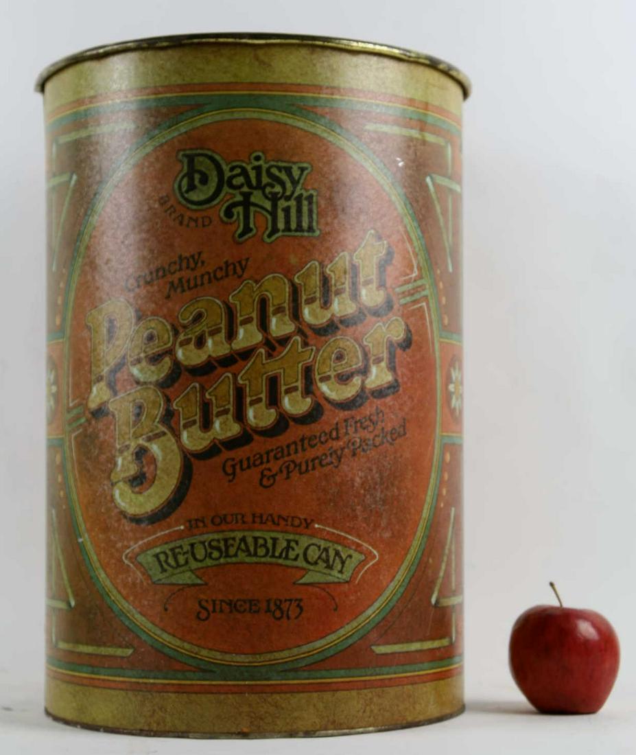 VINTAGE LARGE DAISY HILL TOLE PEANUT BUTTER TIN: VINTAGE LARGE DAISY HILL TOLE PEANUT BUTTER TIN