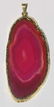 14K BEZEL W/ BRAZIL RED AGATE SLICE LARGE PENDANT - 4