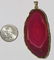 14K BEZEL W/ BRAZIL RED AGATE SLICE LARGE PENDANT - 7