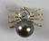 14KYG DIAMOND W/ SOUTH SEA GRAY / BLACK PEARL PIN - 8