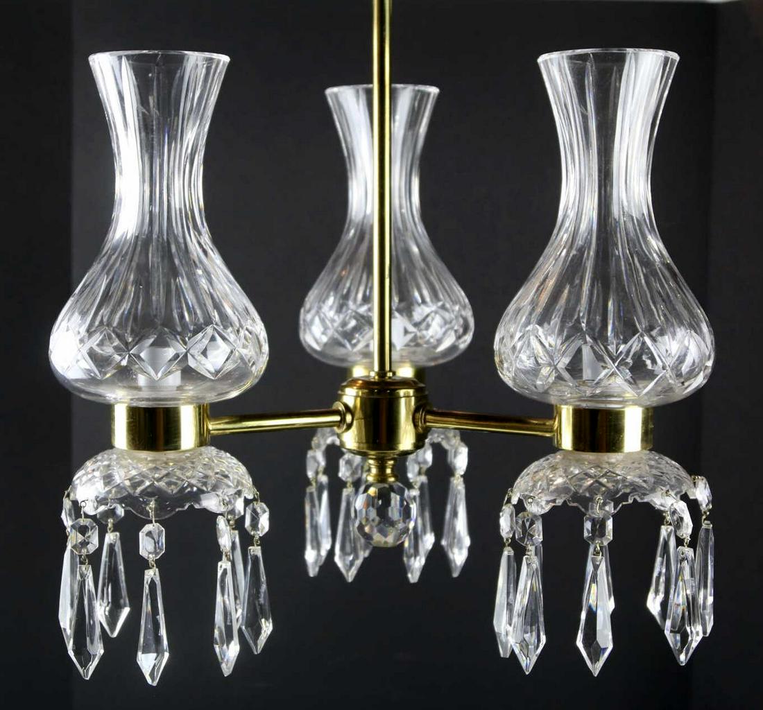 WATERFORD MODERN LISMORE THREE ARMS LIGHT FIXTURE: WATERFORD MODERN LISMORE THREE ARMS LIGHT FIXTURE Condition Report GOOD Height 24