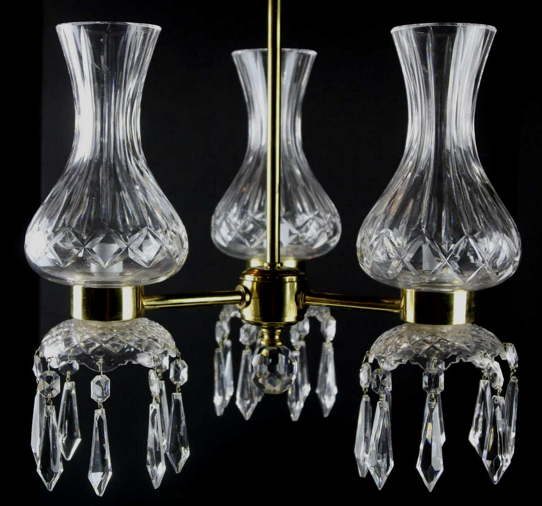 WATERFORD MODERN LISMORE THREE ARMS LIGHT FIXTURE: WATERFORD MODERN LISMORE THREE ARMS LIGHT FIXTURE Condition Report GOOD Height 24