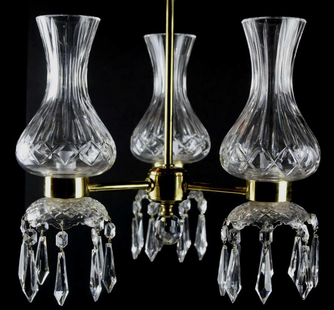 WATERFORD MODERN LISMORE THREE ARMS LIGHT FIXTURE: WATERFORD MODERN LISMORE THREE ARMS LIGHT FIXTURE Condition Report GOOD Height 24