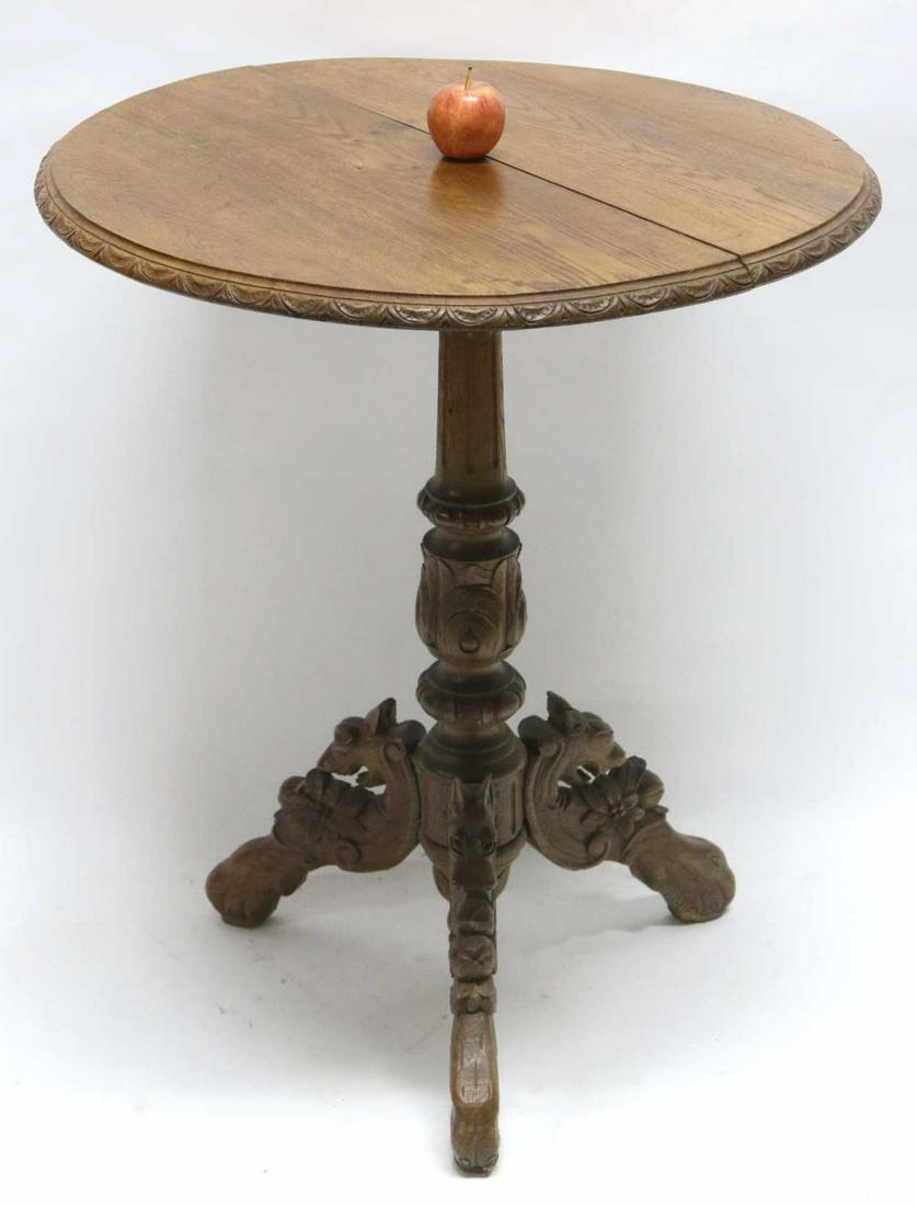 AMERICAN ANTIQUE HAND CARVED GRIFFIN CENTER TABLE: AMERICAN ANTIQUE HAND CARVED GRIFFIN CENTER TABLE Condition Report GOOD