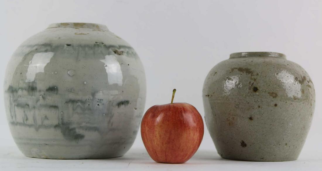 TWO CHINESE ANTIQUE VESSELS: TWO CHINESE ANTIQUE VESSELS Condition Report GOOD Height 6 in