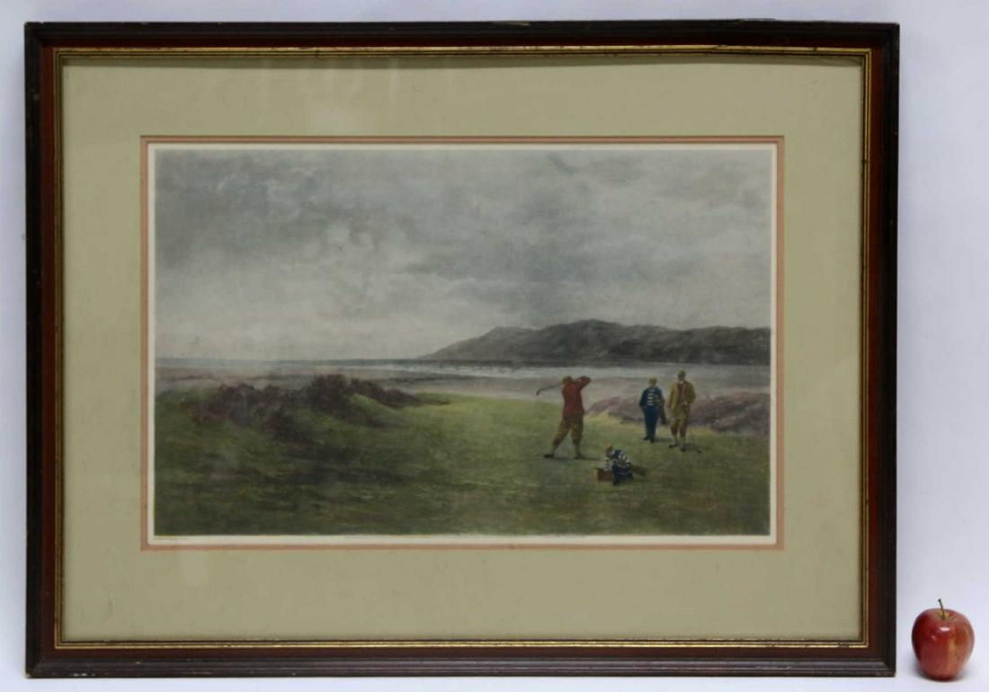 DOUGLAS ADAMS 1894 HENRY GRAVES GOLFING ENGRAVING: DOUGLAS ADAMS 1894 HENRY GRAVES GOLFING ENGRAVING Condition GOOD H 26 W 34 IN