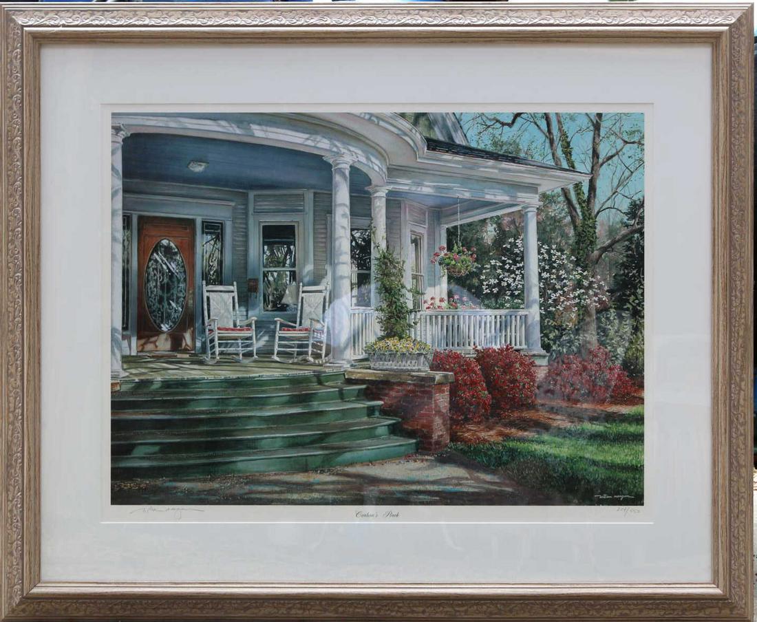 WILLIAM MANGUM 39 "CAROLINE'S PORCH" CUSTOM PRINT: WILLIAM MANGUM 39 "CAROLINE'S PORCH" CUSTOM PRINT F: 33 X 39 INCH S: 21 X 27 INCH CONDITION GOOD H 33 W 39 IN