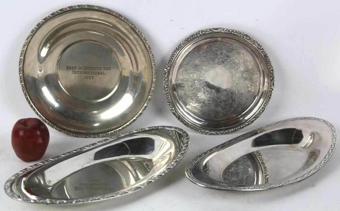FINE ENGLISH ANTIQUE SILVERPLATE BREAD/TRAY GROUP: FINE ENGLISH ANTIQUE SILVERPLATE BREAD/TRAY GROUP Condition GOOD