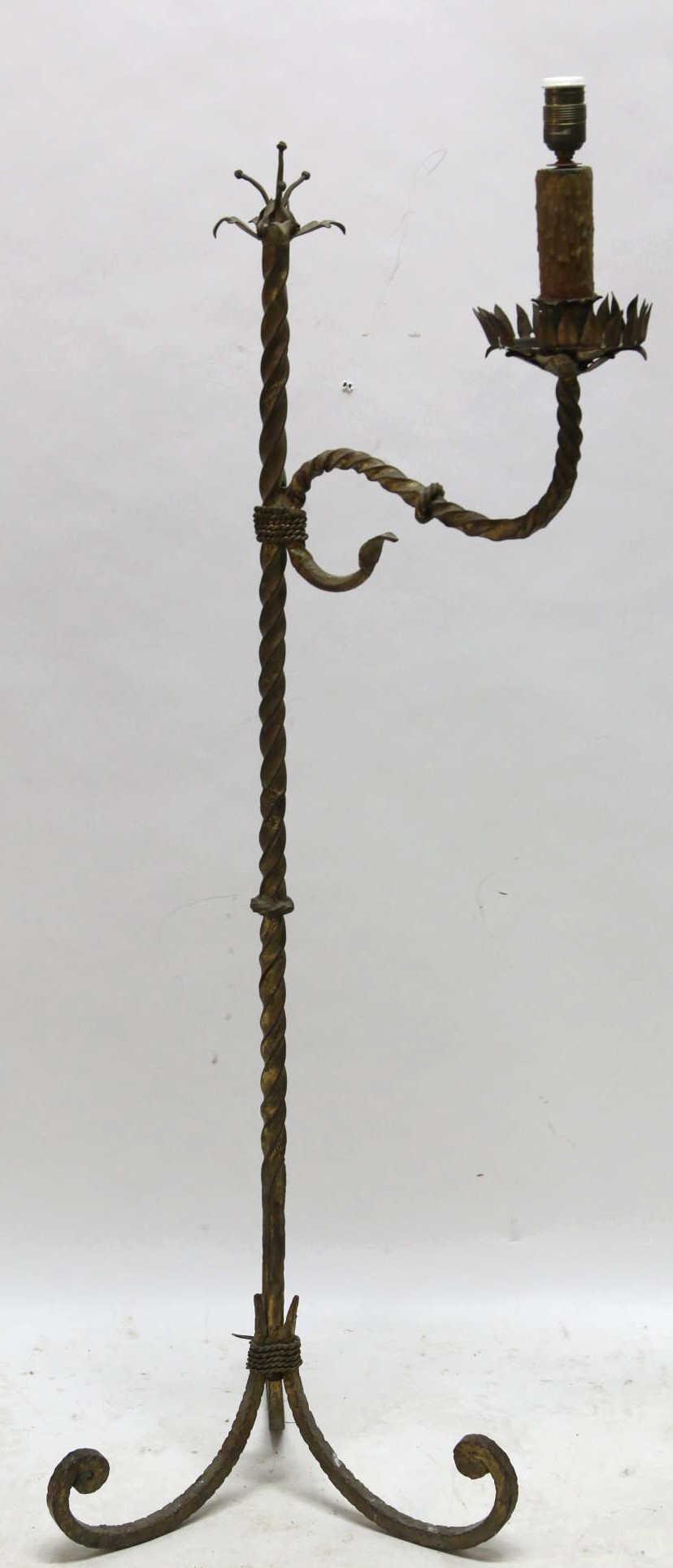 FINE ITALIAN ANTIQUE IRONWORK ELECTRIFIED PRICKET: FINE ITALIAN ANTIQUE IRONWORK ELECTRIFIED PRICKET Condition GOOD H 58 W 18 IN