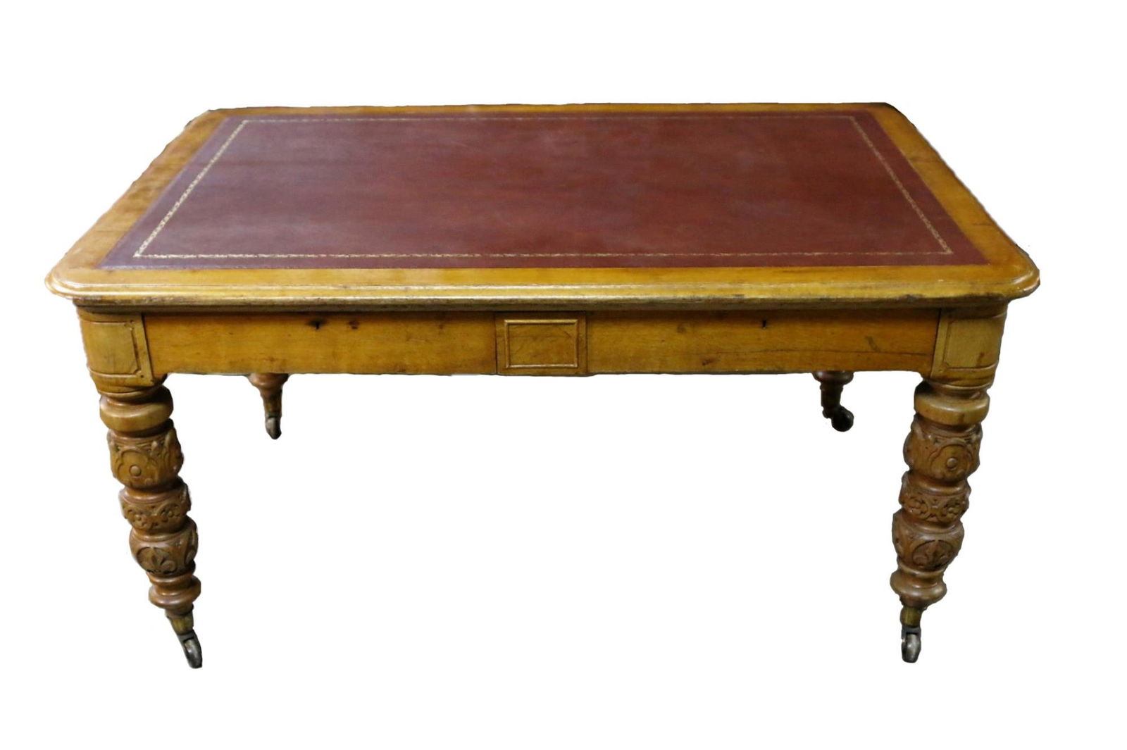 ENGLISH ANTIQUE LARGE HAND CARVED WRITING TABLE: ENGLISH ANTIQUE LARGE HAND CARVED WRITING TABLE Condition GOOD