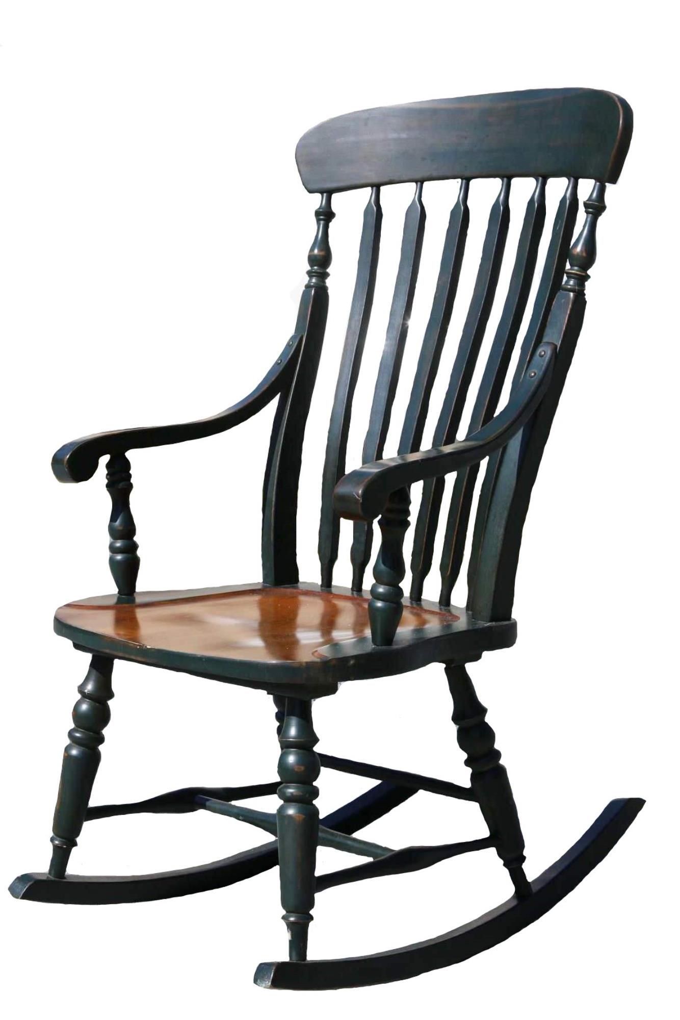 VINTAGE AMERICAN STENCIL DECORATED ROCKER: VINTAGE AMERICAN STENCIL DECORATED ROCKER Condition GOOD H 43 W 23 D 19 IN