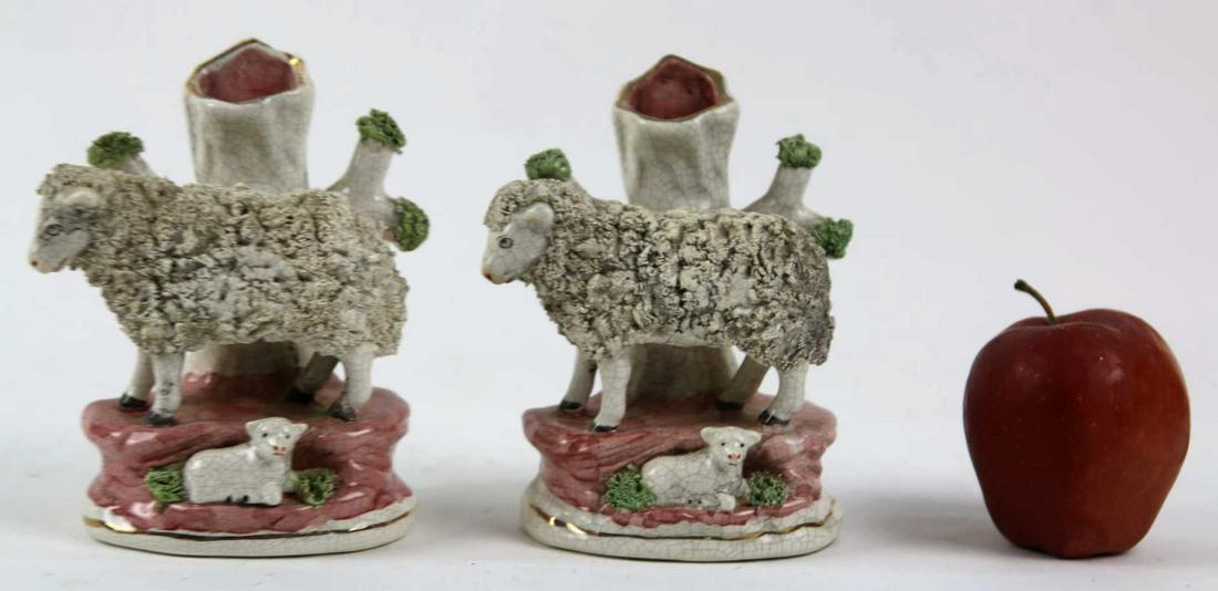 STAFFORDSHIRE ENGLISH ANTIQUE POTTERY SCULPTURES: STAFFORDSHIRE ENGLISH ANTIQUE POTTERY SCULPTURES Condition GOOD H 6.5 W 5 IN