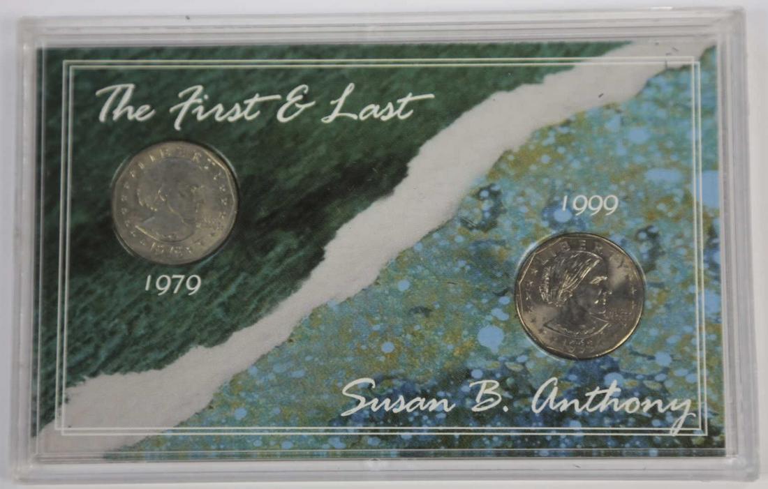 SUSAN B. ANTHONY THE FIRST & LAST MINT SET: SUSAN B ANTHONY THE FIRST AND THE LAST BY THE MORGAN MINT 104 Condition MINT SET