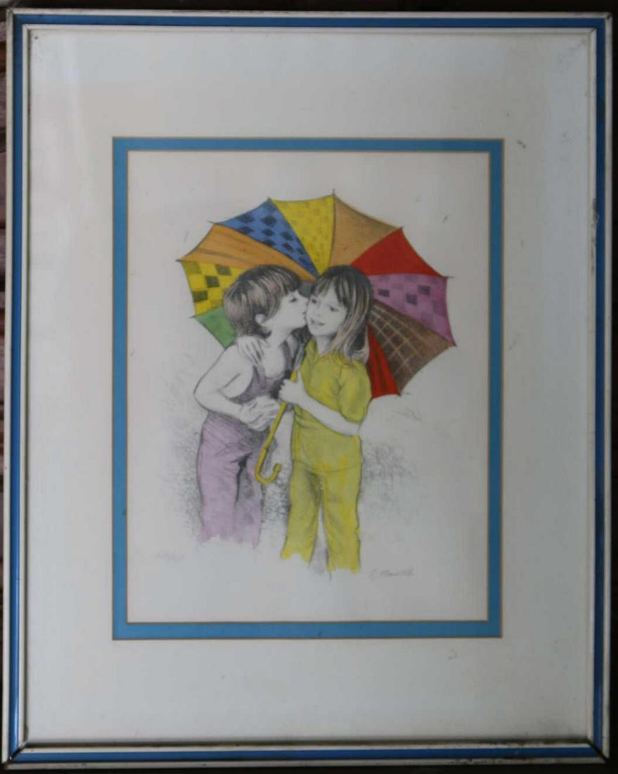 BEN MENASHE NUMBERED PRINT WORK OF CHILDREN: BEN MENASHE NUMBERED PRINT WORK OF CHILDREN 252 / 275 SIGNED IN PENCIL Condition GOOD