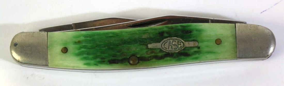 CASE XX GREEN BONE HANDLE AMERICAN POCKET KNIFE: CASE XX GREEN BONE HANDLE AMERICAN POCKET KNIFE Condition GOOD