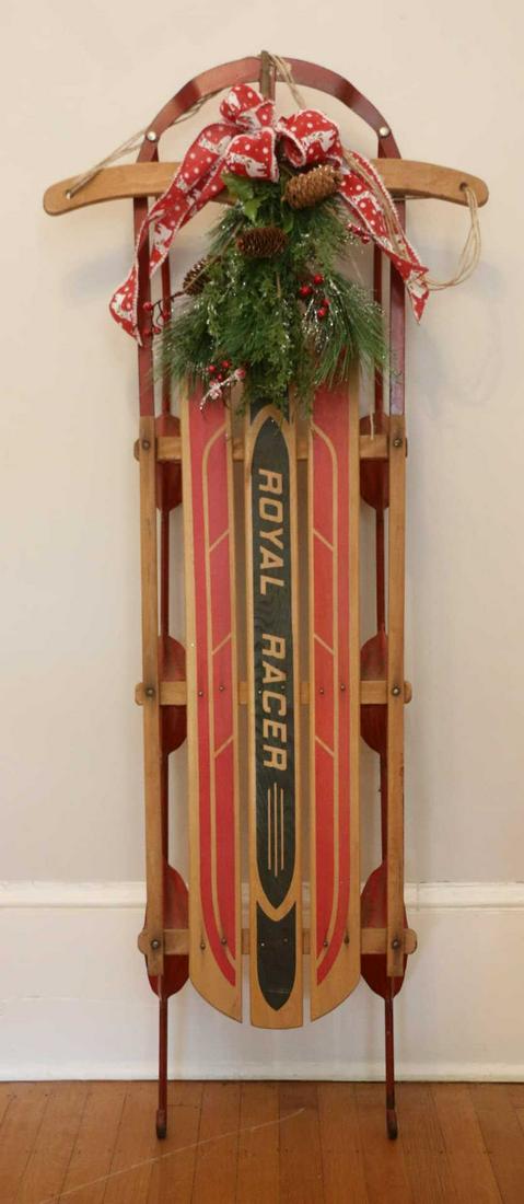 ANTIQUE ROYAL RAIL HOLIDAY DECORATED RAIL SLED (1 of 3)