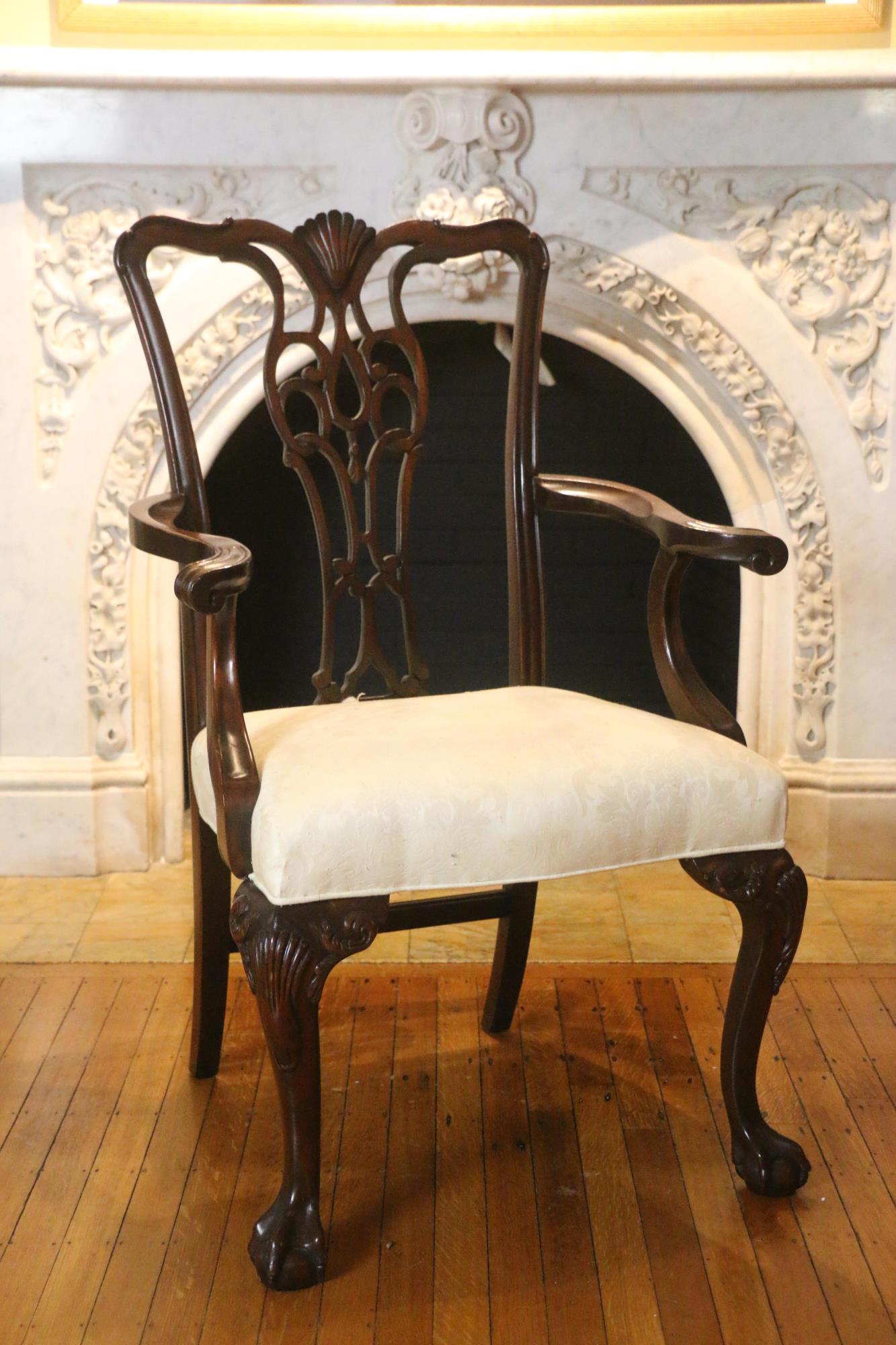 MAITLAND SMITH MAHOGANY CHIPPENDALE ARMCHAIR (1 of 2)