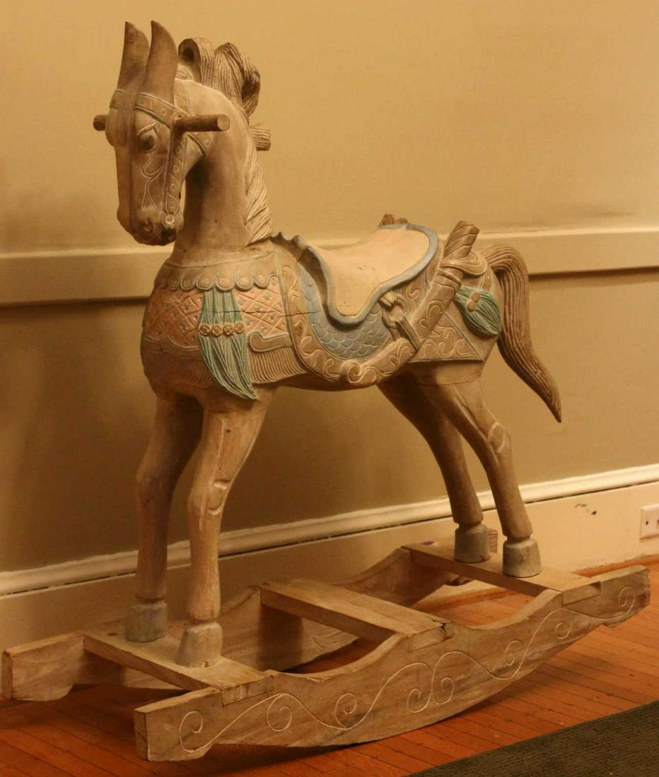 HAND PAINTED VINTAGE LIFE SIZE ROCKING HORSE (1 of 2)