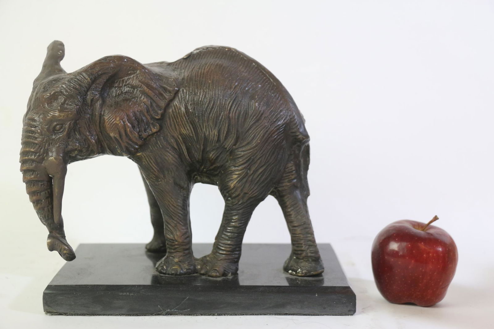 BRONZE ELEPHANT SCULPTURE ON MARBLE PLYNTH (1 of 3)