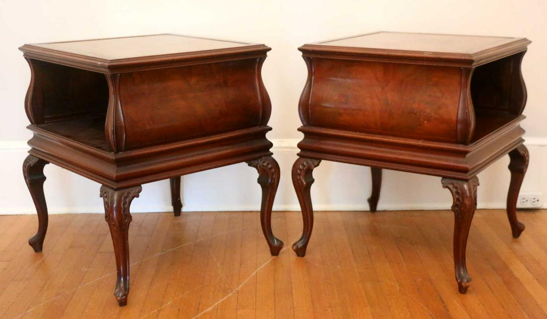 FINE MAHOAGANY LEATHER EMBOSSED SIDE TABLES (1 of 3)