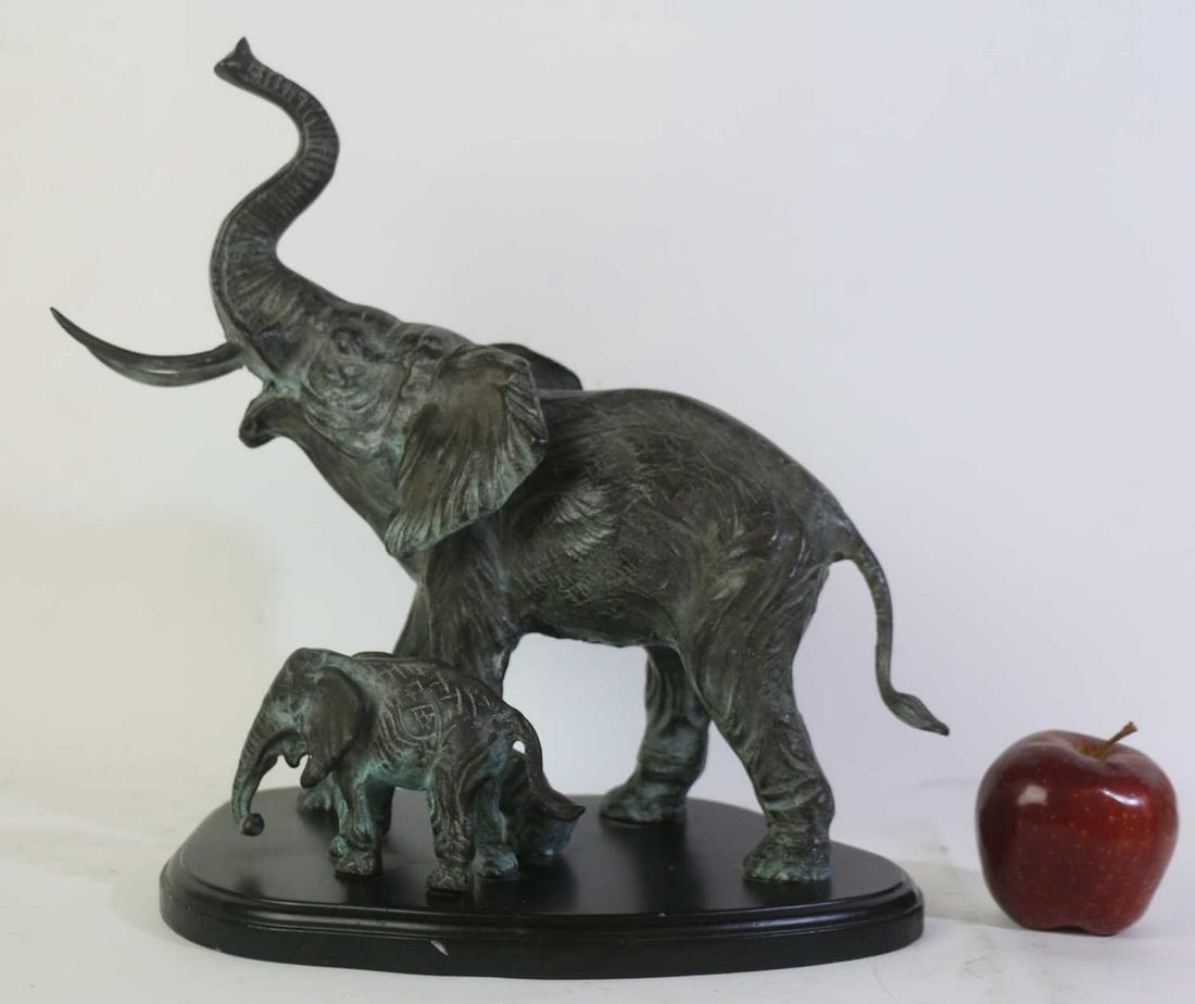 BRONZE ELEPHANT SCULPTURE ON MARBLE PLYNTH (1 of 1)