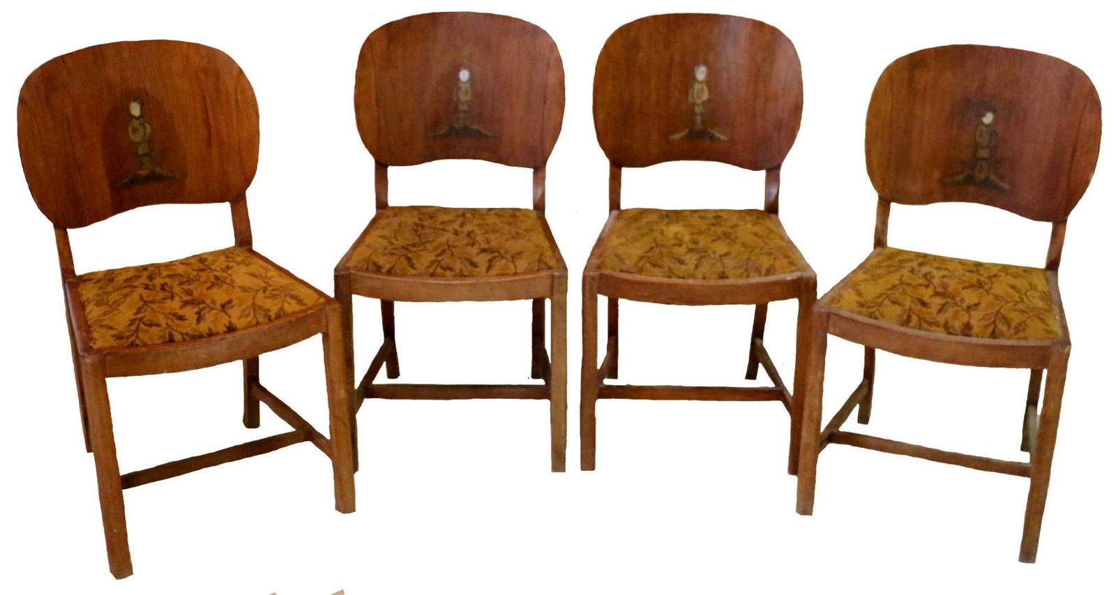 ASIAN FINE MAHOGANY FIGURAL STENCILED SIDE CHAIRS (1 of 3)