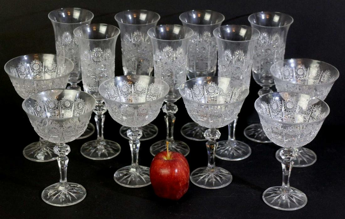 FINE HAND CUT CRYSTAL STEMWARE GROUPING (1 of 6)