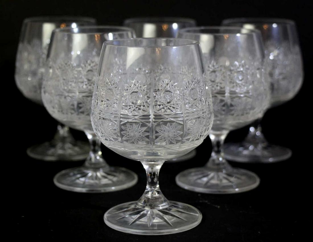 FINE HAND CUT CRYSTAL BRANDY SNIFTER GROUPING (1 of 5)