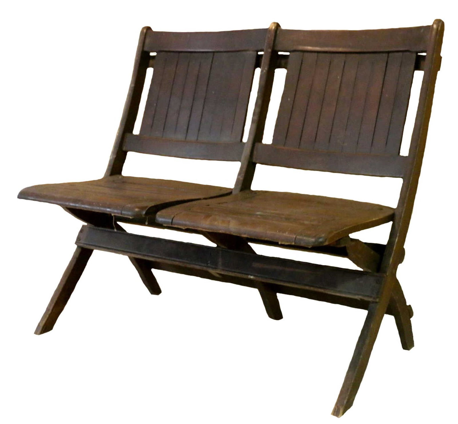 ANTIQUE FOLDING DOUBLE STADIUM SEAT (1 of 2)