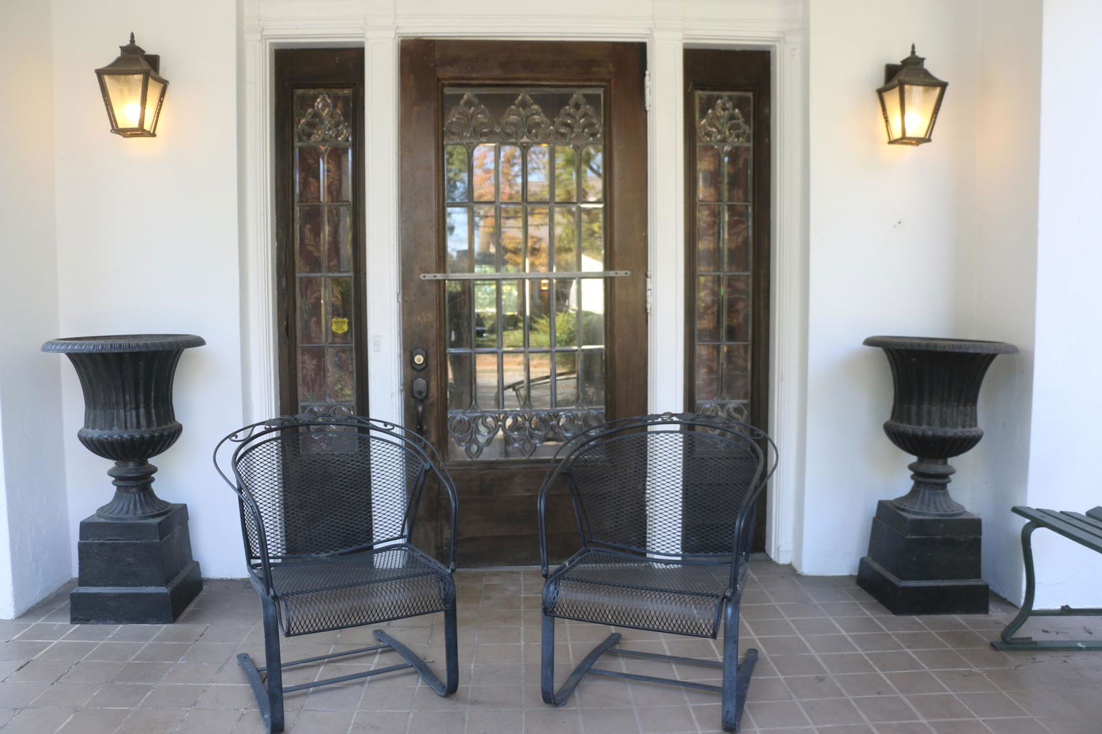 VINTAGE IRON WORK OUTDOOR BARREL SPRING ARMCHAIRS (1 of 4)