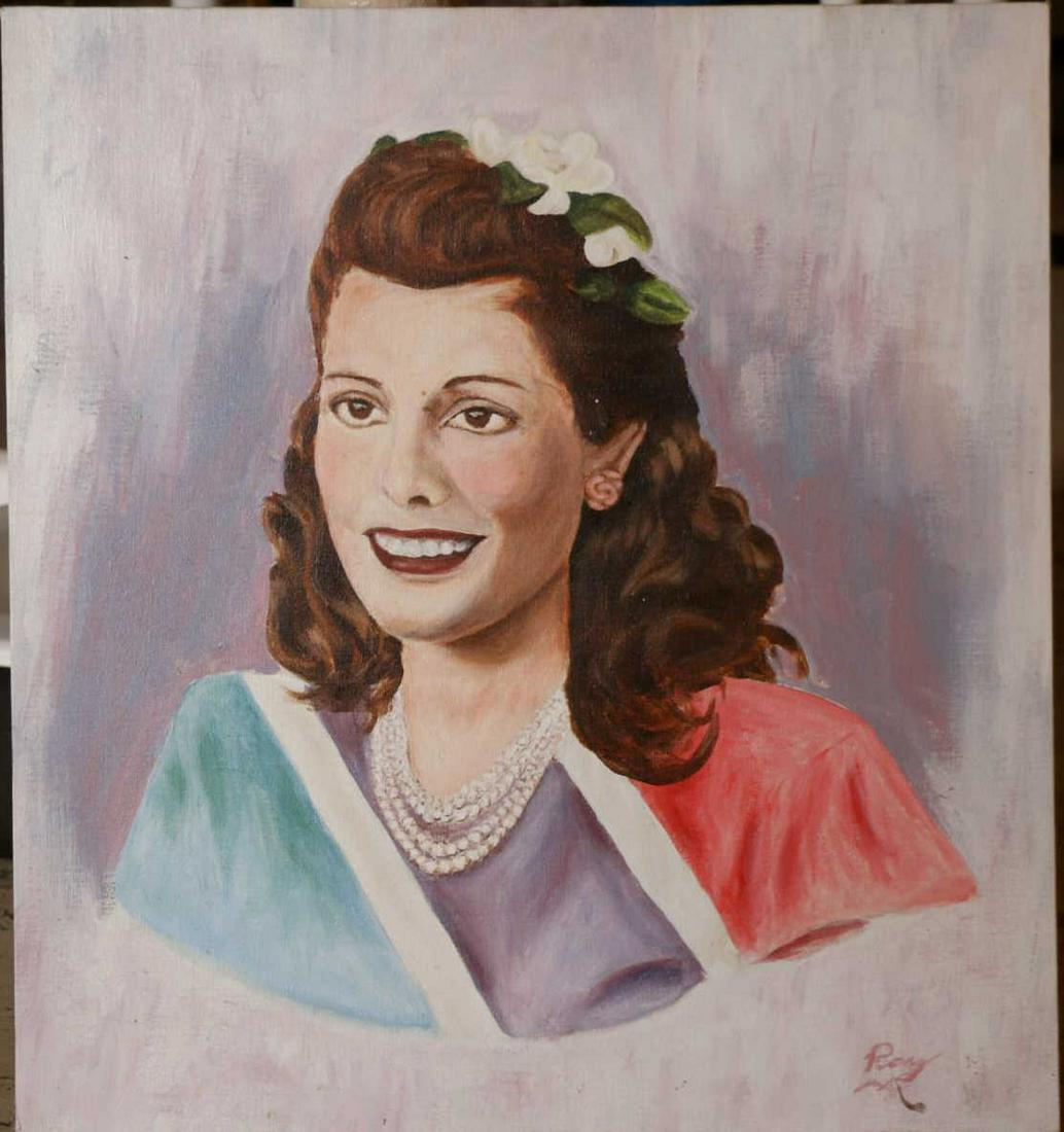 VINTAGE CONTEMPORARY PORTRAIT SIGNED ROXY (1 of 2)
