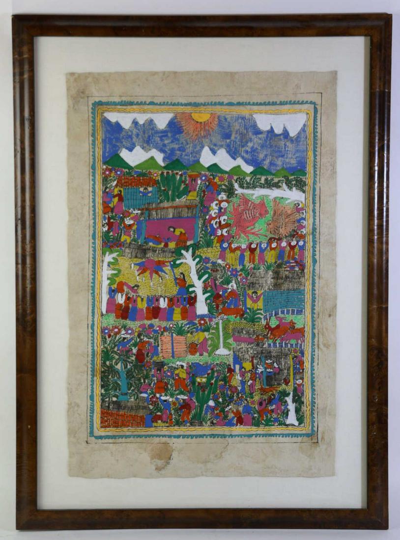 COLUMBIAN VILLAGE ORIGINAL LANDSCAPE ON PAPYRUS (1 of 5)