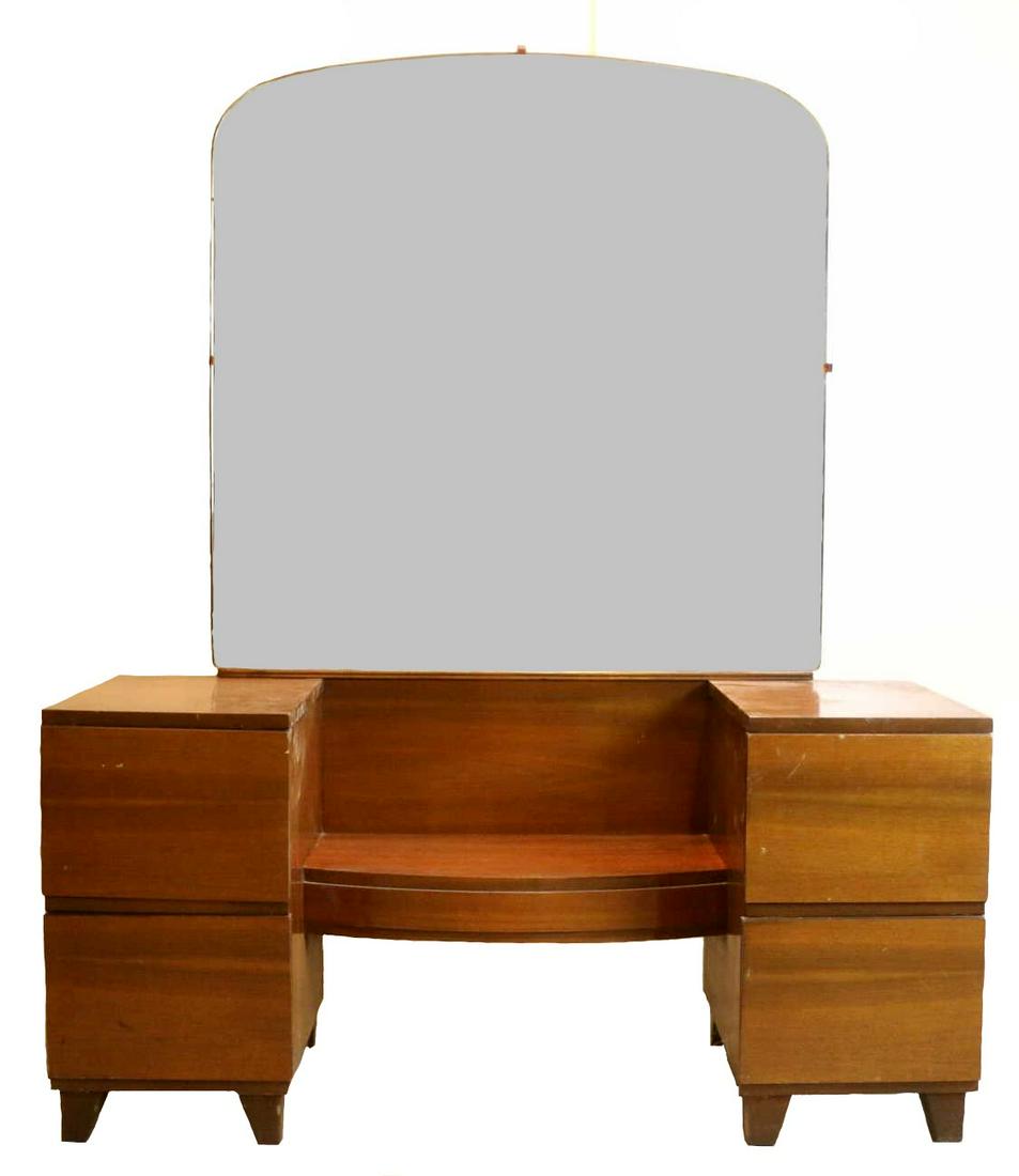 MID CENTURY MODERN BOW FRONT MIRRORED DRESSER (1 of 1)