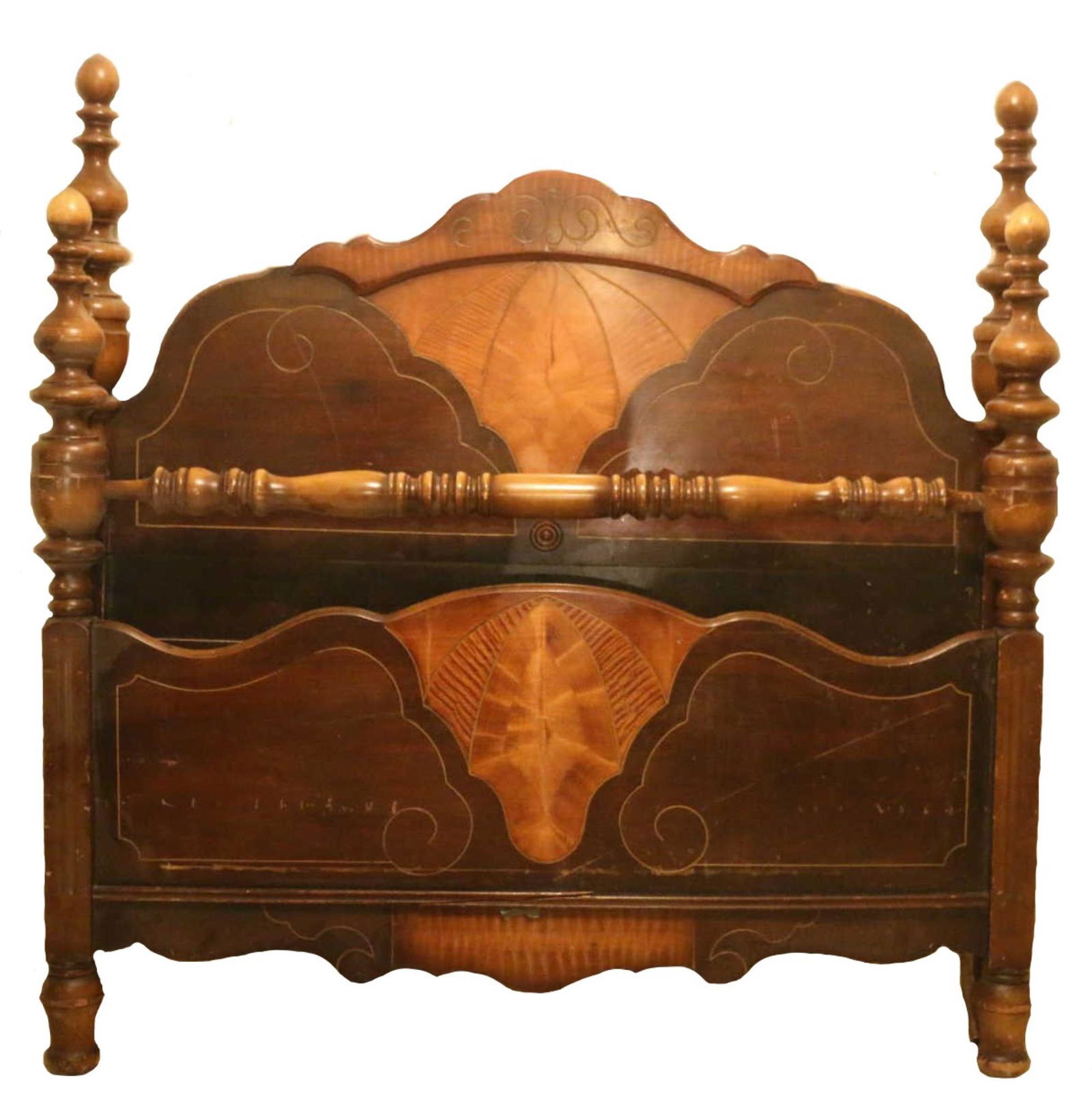 ART DECO MODERN WALNUT FULL SIZE BED (1 of 1)