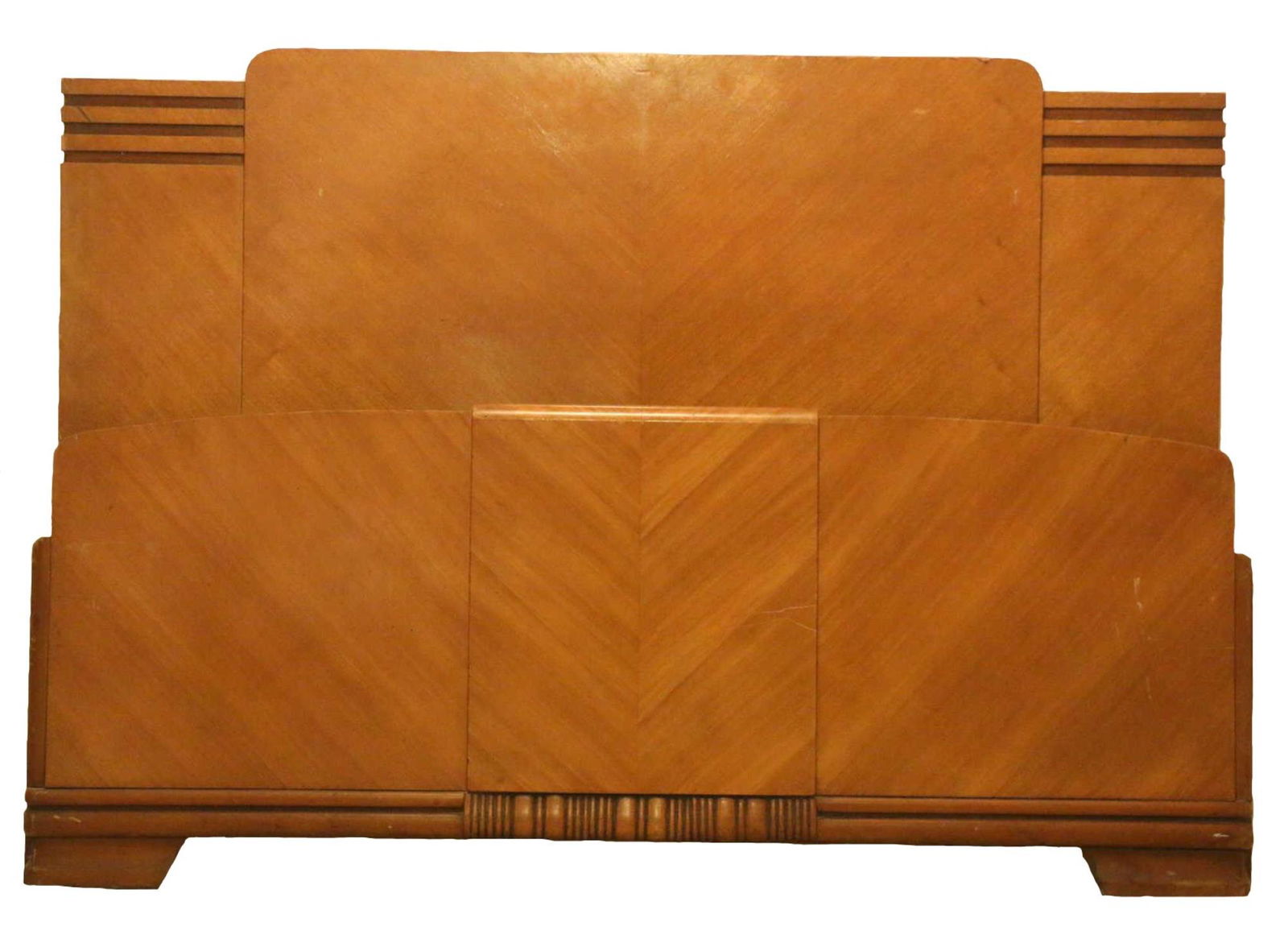 ART DECO MODERN WALNUT PARQUETRY FULL SIZE BED (1 of 1)