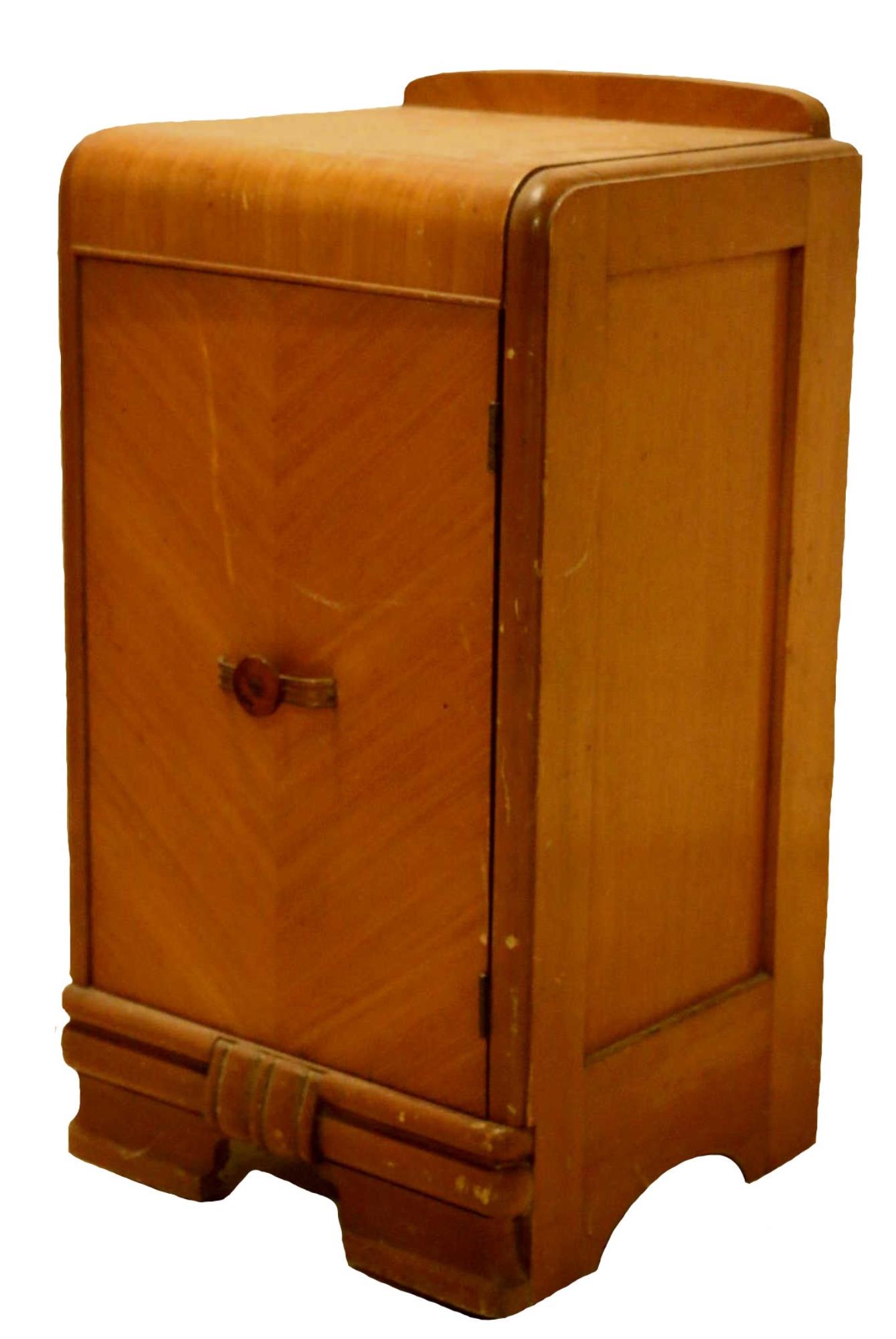 ART DECO VNTAGE WALNUT PARQUETRY SIDE CABINET (1 of 1)