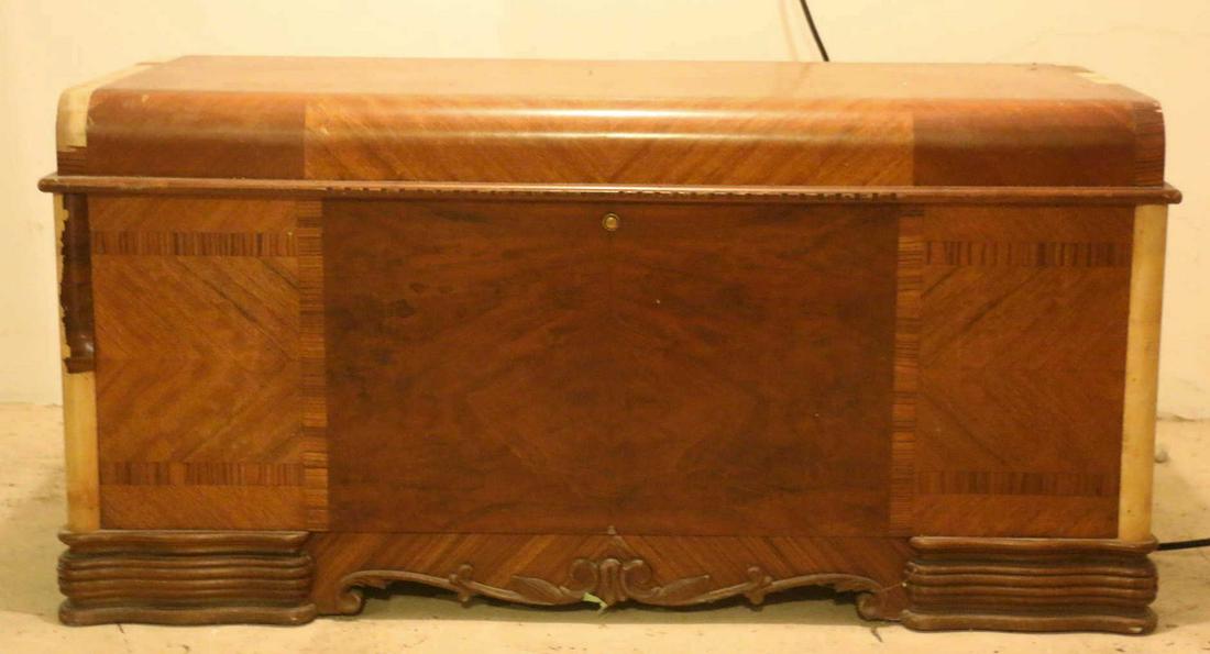 ART DECO PARQUETRY ANTIQUE TRUNK (1 of 1)