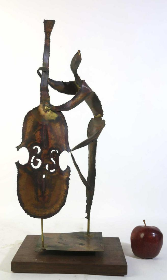 MODERN COPPER BASE JAZZ PLAYER FIGURAL SCULPTURE (1 of 5)