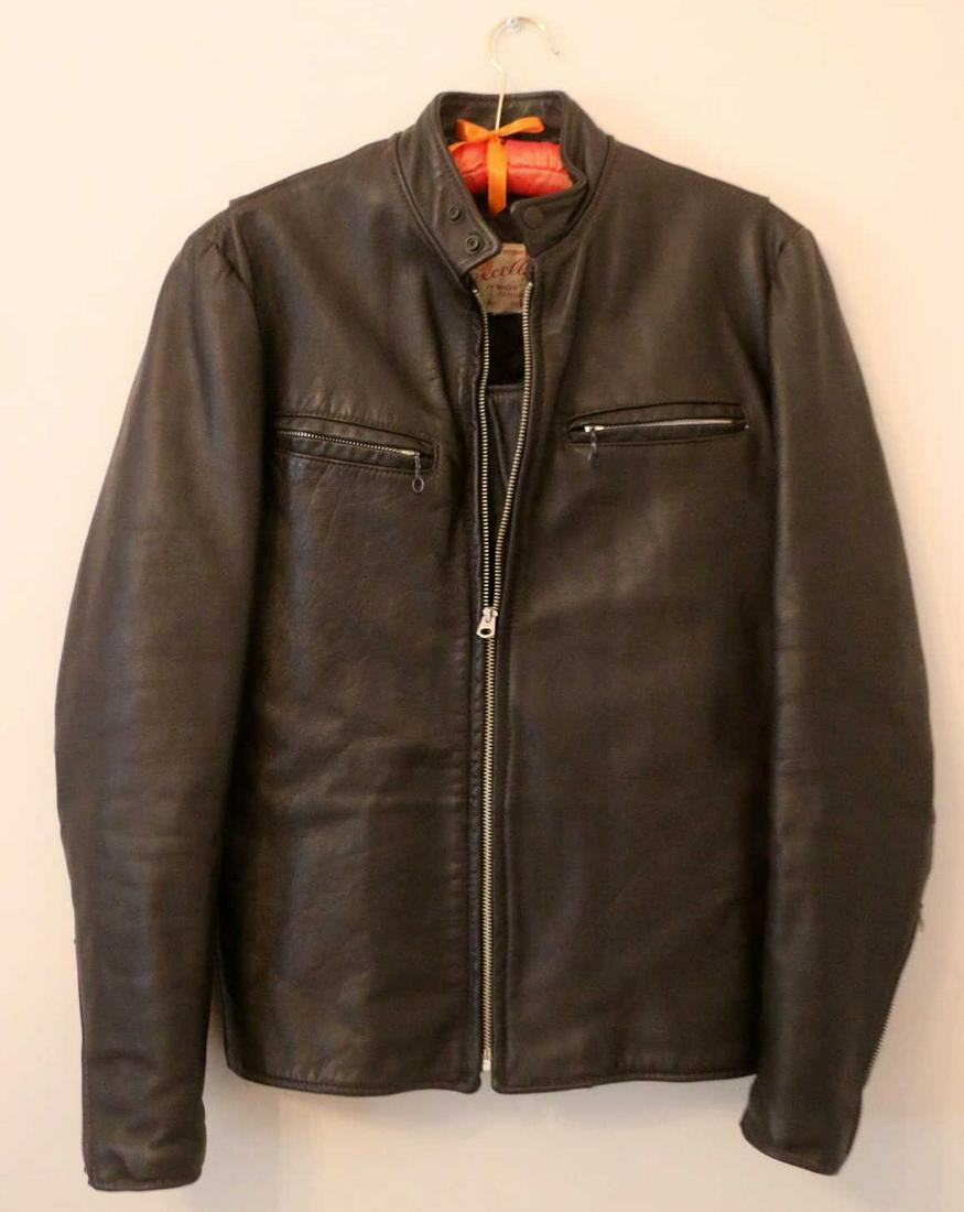 EXCELLED VINTAGE BLACK  LEATHER BIKER JACKET (1 of 4)