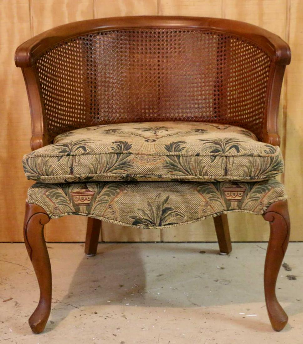 MCM VINTAGE CANED BARRELL CANED BACK ARMCHAIR (1 of 2)